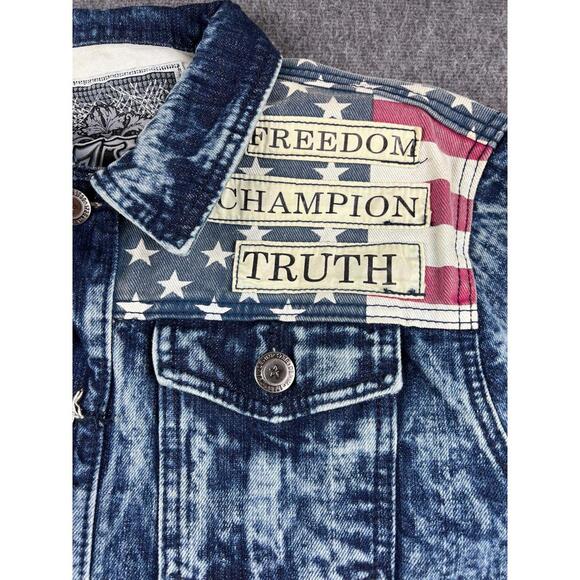 Vintage 1738 Original Brand American Flag Denim Jacket Sz‎ Medium - Picture 4 of 7